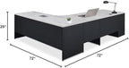 nbf signature series Carbon L Shaped Desk with 2-Drawer Pedestal Left Return Gray Wash Maple Ergonomic Computer Desk Corner Office Desk 72" Wx96 D with File Drawers