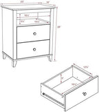 Prepac Yaletown Traditional 2-Drawer Tall Nightstand Side Table, Bedside Table with 2 Drawers and Open Shelf 16" D x 23" W x 28" H, Espresso, EDNH-1202-1
