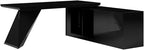 homary 70.9" Modern L-Shape Executive Desk, Home Office Desk with Drawers & Cabinet Modern Computer Desk for Home Business Furniture, Black, Right Hand