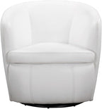 Pemberly Row Traditional All Italian Leather Swivel Club Chair in White