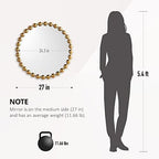 Madison Park Round Mirror, Metal Frame Circle Mirror 27 inch, Wall Art Decor Mounted Hanging for Entryway, Bathroom, hallway, Living Room, Vanity, Marlowe, Gold