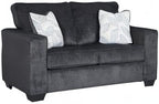 Signature Design by Ashley Altari Modern Loveseat with 2 Accent Pillows, Dark Gray