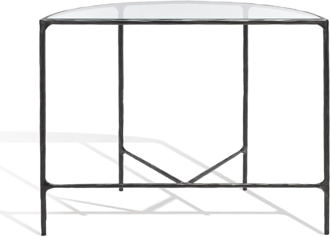 SAFAVIEH Couture Collection Jessa Black Forged Metal Half Moon Semi Circle Console Table (Fully Assembled)