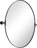 ANDY STAR Black Mirror for Bathroom, 24 x 32 Inch Oval Wall Mirror with Stainless Steel Metal Frame, Pivot Vanity Mirror Vertical Hanging for Modern Style Room