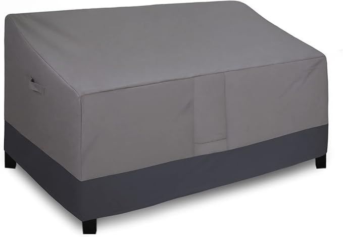 Easy-Going Outdoor Sofa Cover Heavy Duty Patio Furniture Loveseat Couch Bench Cover Windproof Durable (85Wx37Dx35H inch, Gray/Dark Gray)