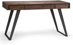SIMPLIHOME Lowry Desk - 54-Inch Wide Solid Acacia Wood and Metal Writing Desk in Distressed Charcoal Brown, Modern Industrial Home Office Computer Table with 2 Drawers and Flip-Down Keyboard Tray
