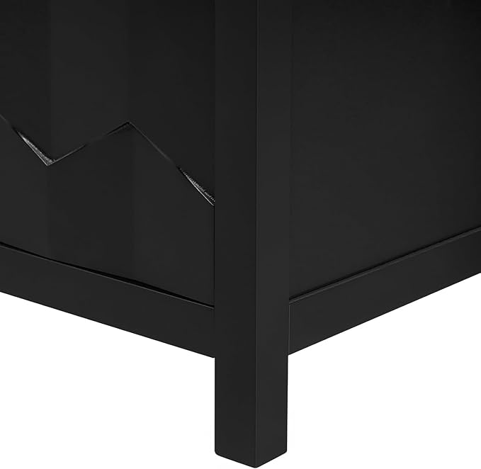 Sideboard Buffet Cabinet with Storage,Wood Modern Sideboard with Honeycomb Patterned Doors,Adjustable Shelves for Living Room Dining Room Kitchen (Black)