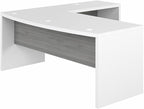 Bush Furniture L Shape Desk with Wire Management | Echo Collection Corner Bow Front Table for Home Office with Quick-to-Assemble Hardware | 72Wx77Lx30H
