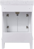 Hanover Lanesboro 24'' Vanity Cabinet with Sink Combo for Bathroom, Powder Room | Pre-Assembled Cabinet | 2 Doors | Accent Mirror | Artificial Stone Countertop, White Cabinet | HANVN0105-24-0WH