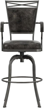 Hillsdale Bridgetown Metal Bar Height Swivel Stool, Pewter