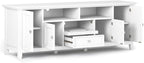 SIMPLIHOME Amherst 72-inch Wide Solid Wood TV Stand in White, Transitional-Style Media Console for Living Room with Cable Management and Adjustable Shelves, Fits 80" TVs