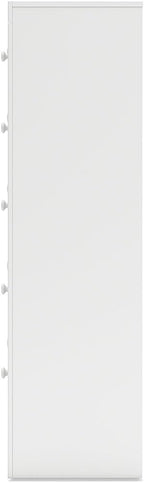 Signature Design by Ashley Mollviney Coastal 5-Drawer Chest of Drawers with Safety Stop and Scalloped Detailing, White