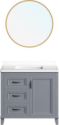 Hanover Ambridge 36'' Vanity Cabinet with Sink Combo for Bathroom, Powder Room | Pre-Assembled Cabinet | 1 Door, 3 Drawers | Artificial Stone Countertop, Gray Cabinet