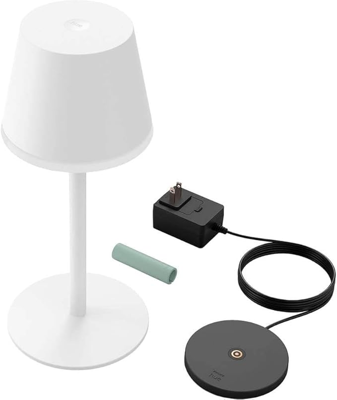 Philips Hue Go Smart Portable Table Lamp, White - White and Color Ambiance LED Color-Changing Light - 1 Pack - Indoor and Outdoor Use - Control with Hue App or Voice Assistant