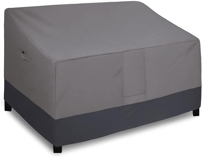 Easy-Going Waterproof Outdoor Sofa Cover - Heavy Duty 2 Seater Outdoor Loveseat - Windproof Patio Furniture with Air Vent (60Wx35Dx35H inch, Gray/Dark Gray)