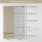 Madison Park Cordless Roman Shades Faux Silk Shade with Sheen 1-Panel Privacy, Room Darkening, Energy Efficient, Thermal Insulated Window Blind for Bedroom, Living Room Décor, 39"W x 64"H Como, Taupe