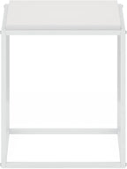 Furinno Moretti Side Table, 1-Tier Stackable Metal Frame End Table, Night Stand, Bedside Table, Toolless Assembly, for Living Room, Bedroom, Solid White