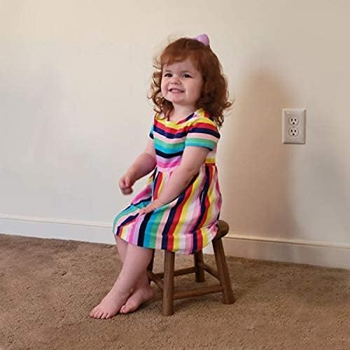 CONSDAN 9-Inch Round Step Stool for Adults & Kids, USA Grown Solid Oak Hardwood Ottoman, Sturdy Small Foot Stool for Kitchen, Bedside, Nursery, Shoe Changing, Plant Stand, Fully Assembled (Chocolate)