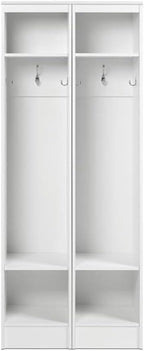 Prepac Narrow Coat Rack Freestanding Hall Tree with 3 Hooks, Entryway Furniture for Coat & Shoe Storage, Entryway Organization with Adjustable Shelf, 14.75"W x 72.5"H x 15.5"D, Set of 2, White