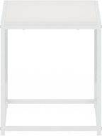 Furinno CAMNUS Side Table, Metal Frame End Table, Toolless Night Stand, Bedside Table, for Living Room, Bedroom, Solid White