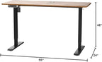 farexon Electric Standing Desk Adjustable Height, 55 x 24 Inch Sit Stand up Desk with Large Mouse Pad, Double Metal Hook,4 Wheels,4 Memory Preset Heights Home Office Computer Desk（Brown）