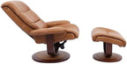 Pemberly Row Leather Swivel Recliner with Ottoman in Brown, Manual Recliner Chair for Living Room Comfort