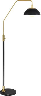 Possini Euro Design Baltar Modern 68 1/2" Tall Standing Floor Lamp Curved Arc Dimmable Black Gold Metal Brass Finish Living Room Bedroom House Reading Office Home Decor Entryway Dining Dome Shade