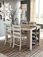Signature Design by Ashley Skempton Farmhouse 36" Counter Height Dining Table with Storage & Wine Rack, Whitewash