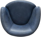 Pemberly Row Set of 2 Vintage Navy All Italian Leather Swivel Club Chair