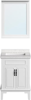 Hanover Lanesboro 24'' Vanity Cabinet with Sink Combo for Bathroom, Powder Room | Pre-Assembled Cabinet | 2 Doors | Accent Mirror | Artificial Stone Countertop, White Cabinet | HANVN0105-24-0WH