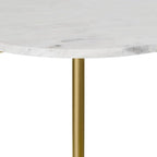 SIMPLIHOME Wagner SOLID ACACIA WOOD 18 inch Wide Round Mid Century Marble & Wood Side Table in White/Natural for the Living Room and Bedroom