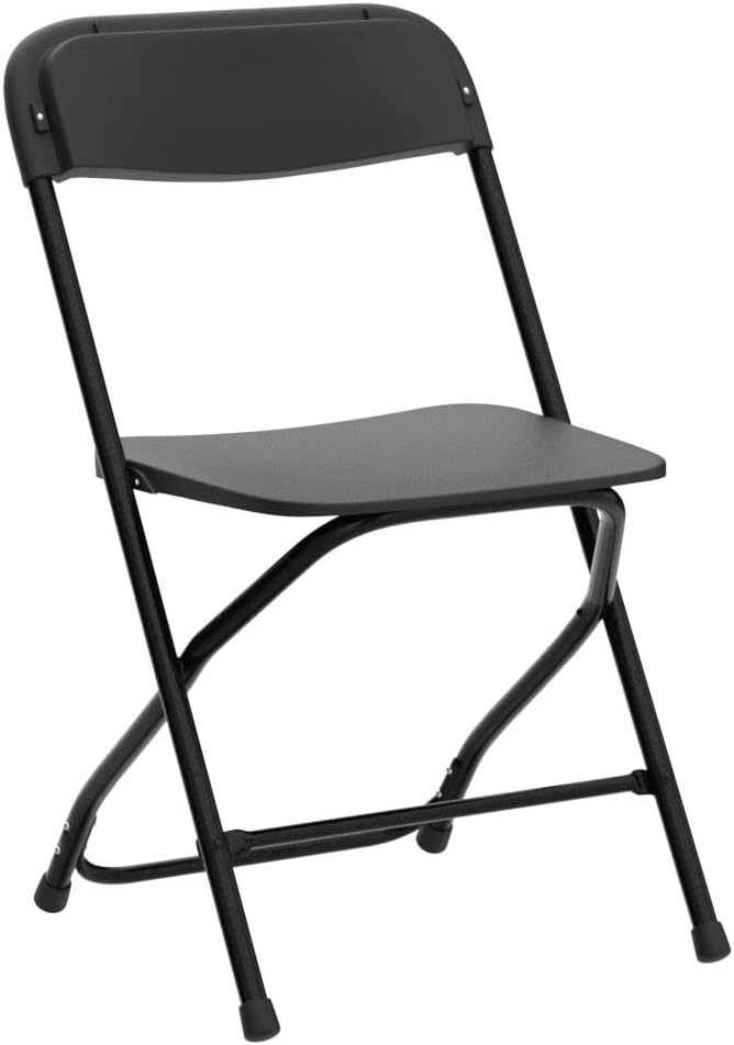 VINGLI 6 Pack Black Plastic Folding Chair, Indoor Outdoor Portable Stackable Commercial Seat with Steel Frame 350lb. Capacity for Events Office Wedding Party Picnic Kitchen Dining