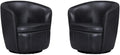 Pemberly Row Vintage Onyx Italian Leather Swivel Club Chair 2 Pack