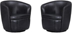 Pemberly Row Vintage Onyx Italian Leather Swivel Club Chair 2 Pack