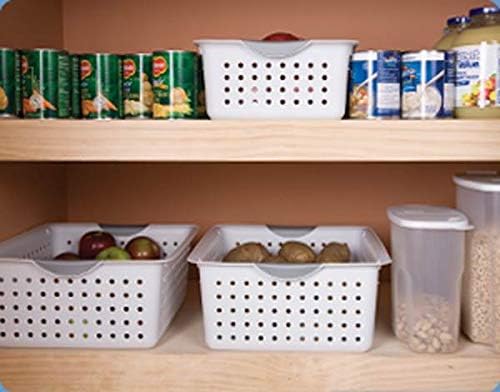 Sterilite Ultra Storage Basket with Handles for At Home or Organization, in Size Deep (6 Pack) and Medium (12 Pack), White