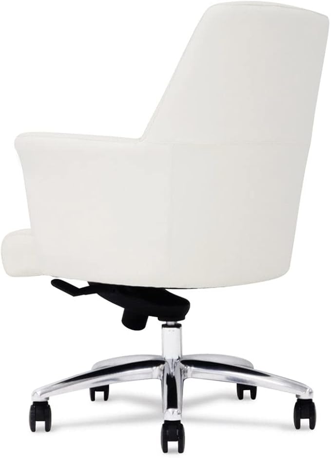 ZURI Geffen Genuine Leather Aluminum Base Low Back Executive Chair - White