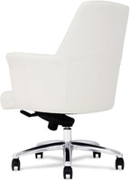 ZURI Geffen Genuine Leather Aluminum Base Low Back Executive Chair - White