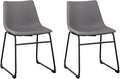 Signature Design by Ashley Centiar Casual Bucket Seat Dining Upholstered Side Chair with Black Metal Base, Set of 2, Faux Leather, 18.75" Seat Height, Gray