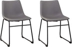 Signature Design by Ashley Centiar Casual Bucket Seat Dining Upholstered Side Chair with Black Metal Base, Set of 2, Faux Leather, 18.75" Seat Height, Gray