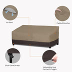 Easy-Going Waterproof Outdoor Couch Cover, Heavy Duty 4-Seater Patio Sofa Cover, Winchdproof Outdoor Furniture Cover with Air Vent （104Wx32.5Dx33H inch,Camel/Dark Brown