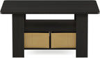 Furinno Andrey Coffee Table, Small Modern Coffee Table with Storage and Bin Drawer, Side Table for Living Room, Bedroom, Home Office, Dark Espresso