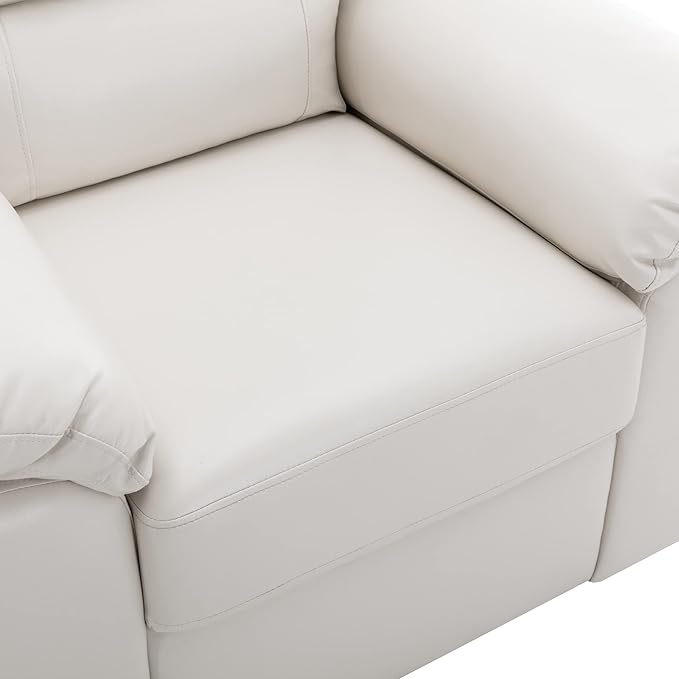 Morden Fort Faux Leather Chairs Set of 2, Modern Luxury Leather Sofa Chair Easy Clean Skin-Friendly Leather Accent Arm Chairs for Living Room Apartment Office Lounge Comfy Reading, White