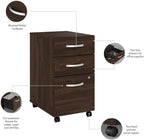 Pemberly Row Engineered Wood 72W x 30D Desk w/Hutch & Drawers in Black Walnut