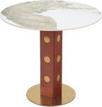 Sintered Stone Office Table and Chair Set - 33.5" Round Table for Small Offices (Red Leg and Pandora Top, 1 Table and 4 Chairs)