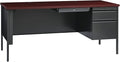 Lorell Single Right Pedestal Desk, Mahogany, 66 by 30 by 29-1/2-Inch