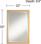 Possini Euro Design Metzeo Rectangular Vanity Decorative Wall Mirror Modern French Brass Gold Metal Frame Beveled Glass Edge 22" Wide for Bathroom Bedroom Living Room Home House Office Entryway