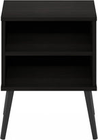 Furinno Claude Side Table, 2-Tier Square End Table with Wooden Legs, Open Shelf Night Stand, Bedside Table, for Living Room, Bedroom, Espresso