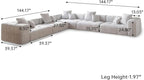 WJShome Oversized Modular Sectional Sofa, V Shaped Couch with Ottoman,Sectional Couches for Living Room,Large Linen Deep Seat with Pillow Couches for Home,Spacious Space,White