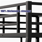 Higher Quality & Stronger Heavy Duty Steel Black Bunk Bed Full XL Over Queen Size Bunkbed, Thickened More Stable Safer Metal Bunk Queen Bed (Easier to Assemble) (Full XL Over Queen)