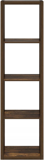 Furinno Cubicle Book Shelf, 4-Cube Vertical Thick Frame Bookshelf, Horizontally & Vertically Reversible Bookcase with Open Back, 14.6 x 15.9 x 58, for Living Room, Bedroom, Home Office, Amber Pine